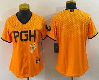Womens Pittsburgh Pirates Blank Clemente Yellow 2023 City Connect Stitched Jersey->mlb womens jerseys->MLB Jersey